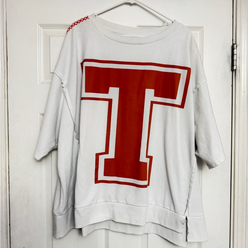 ODDY White Top with Orange Graphic 'T' Tennessee